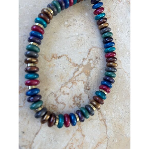Colorful Multicolor Beaded Necklace With Metallic Finish - 18 Inches - Lobster C - Picture 3 of 7